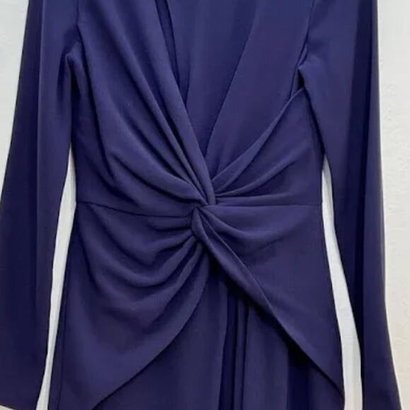 NWT Dress the Population Naomi Long Sleeve Twist Crepe Gown Sz XXS Boysenberry - Picture 11 of 15